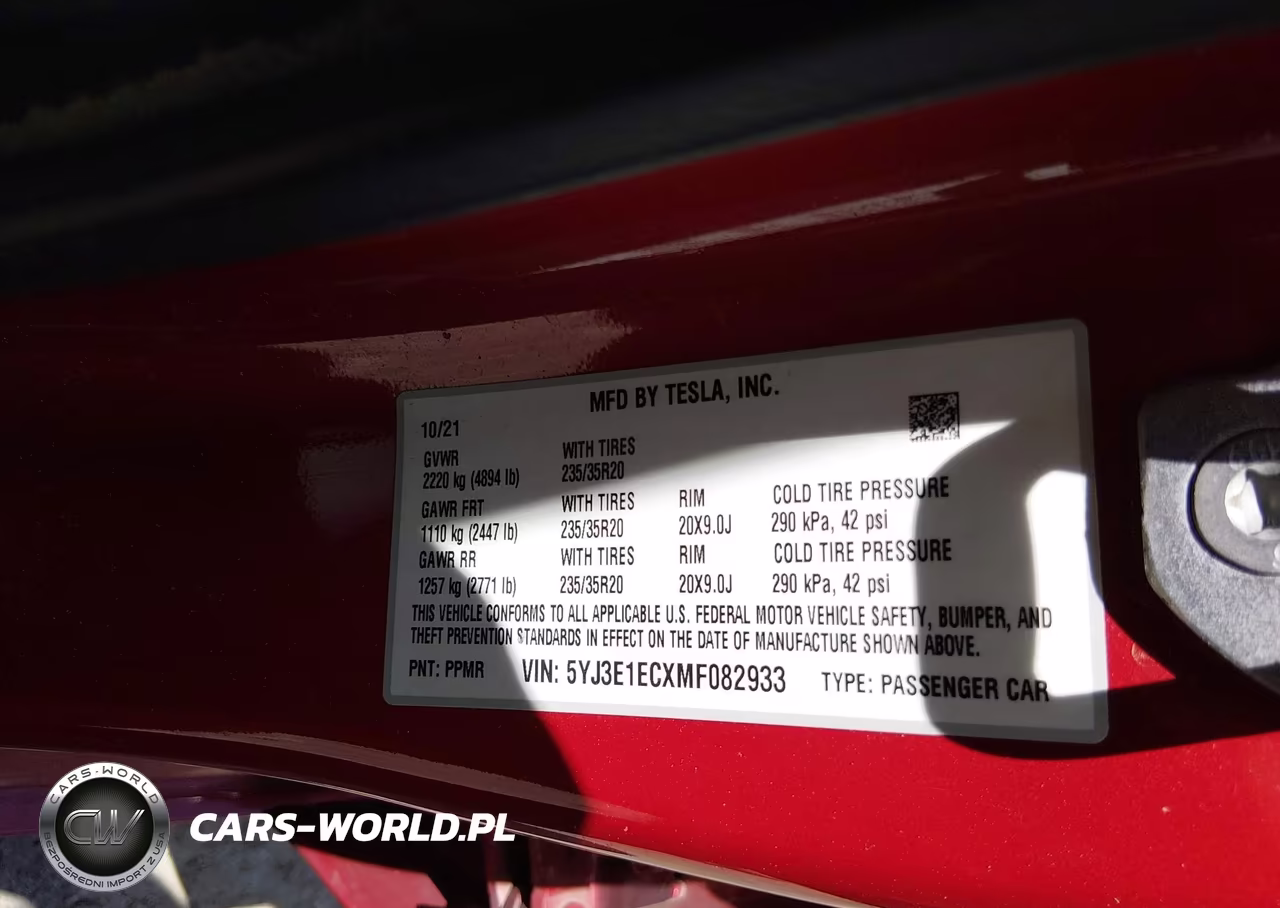 2021 Tesla Model 3 Performance Dual Motor All-Wheel Drive VIN:5YJ3E1ECXMF082933 - 9