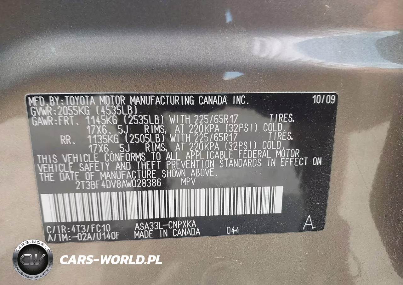 2010 Toyota Rav4 VIN:2T3BF4DV8AW028386 - 9