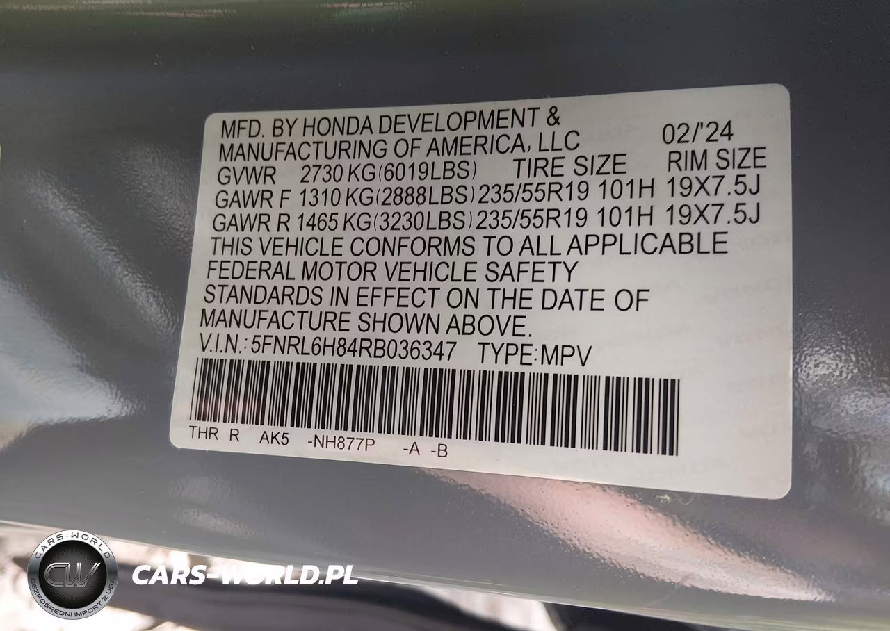 2024 Honda Odyssey Touring VIN:5FNRL6H84RB036347 - 9