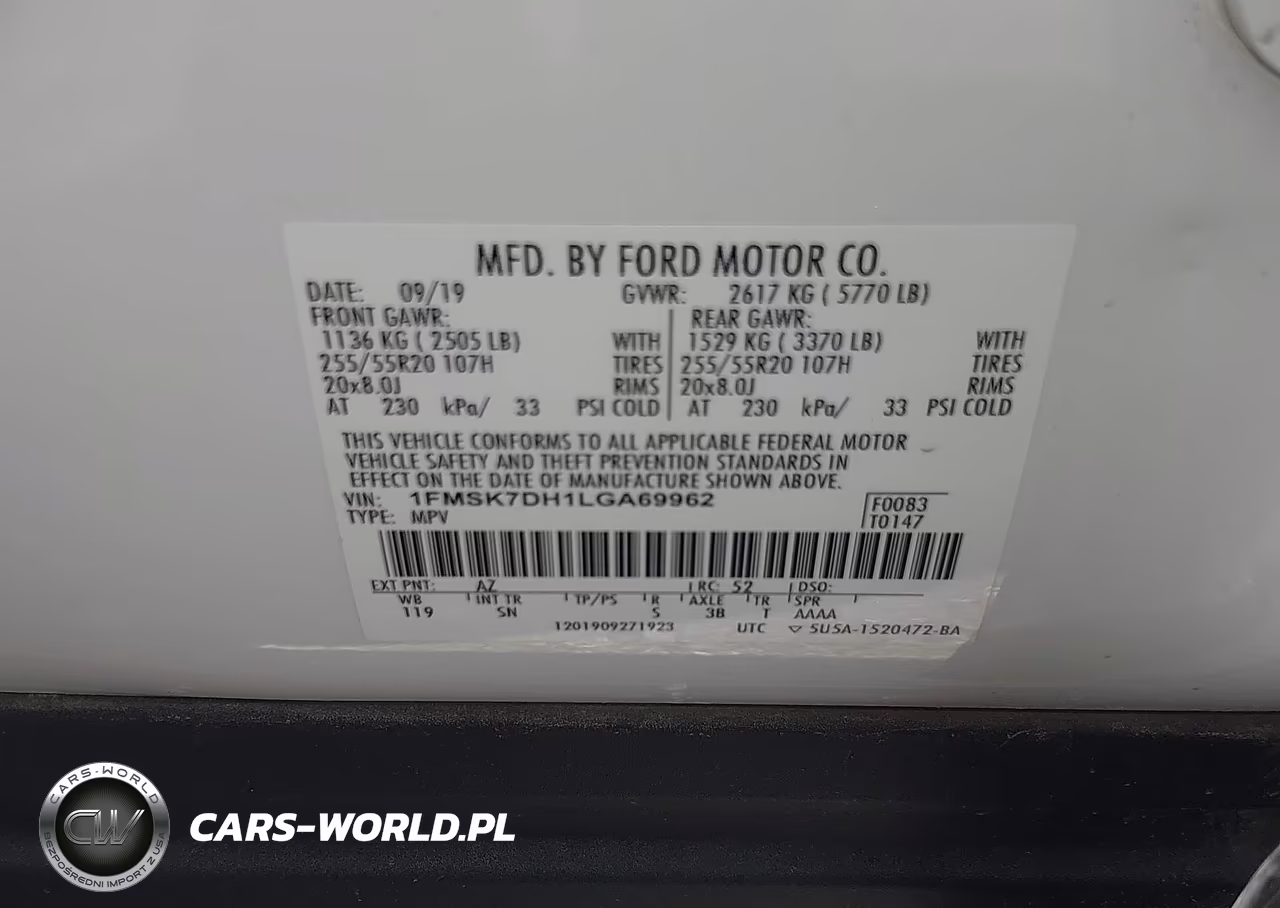 2020 Ford Explorer Xlt VIN:1FMSK7DH1LGA69962 - 9