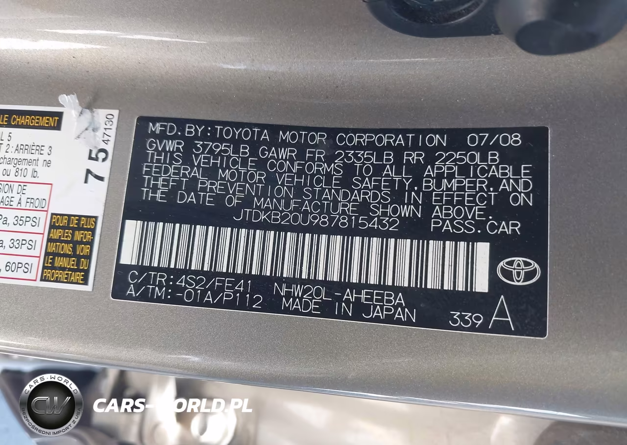 2008 Toyota Prius VIN:JTDKB20U987815432 - 9