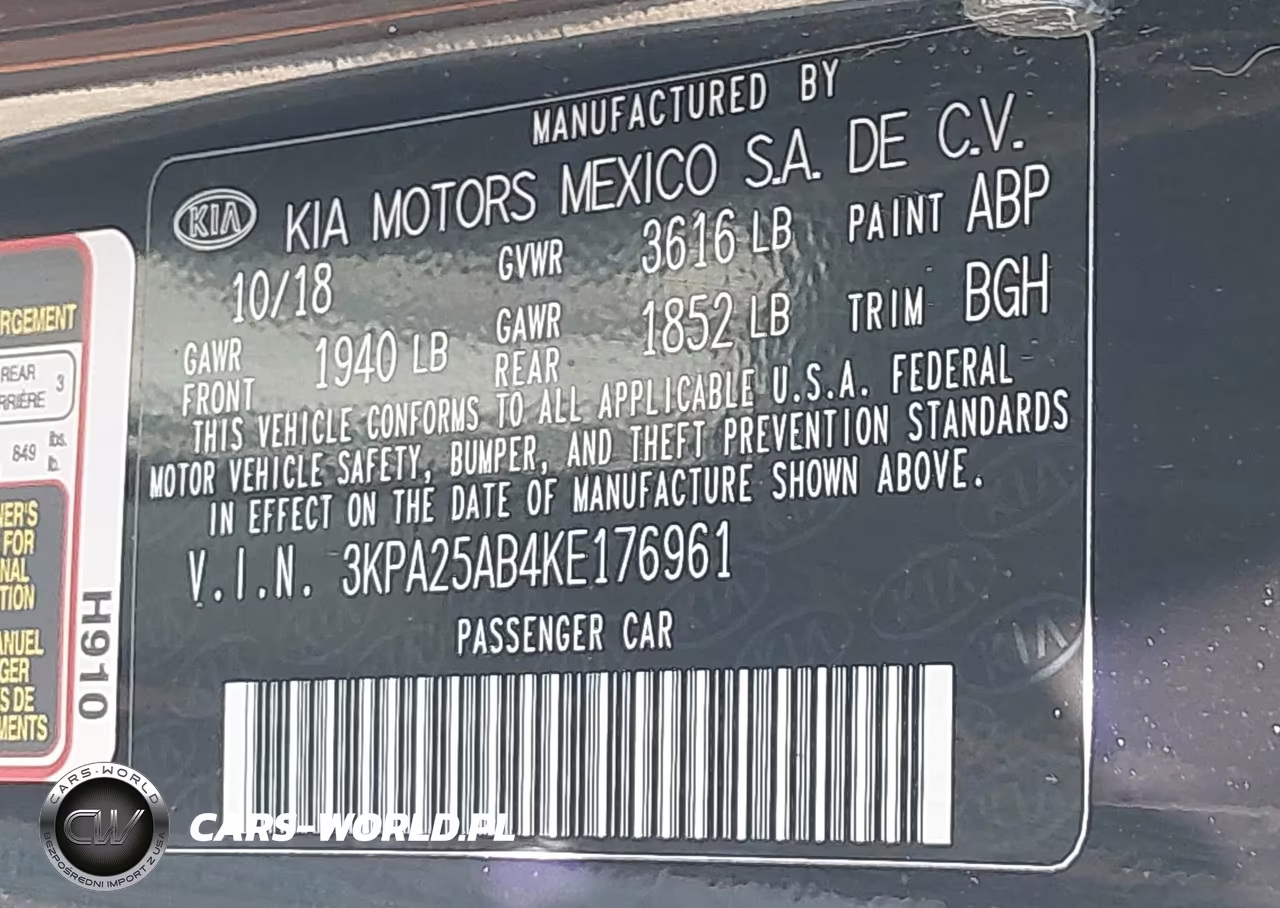 2019 Kia Rio 5-Door S VIN:3KPA25AB4KE176961 - 9