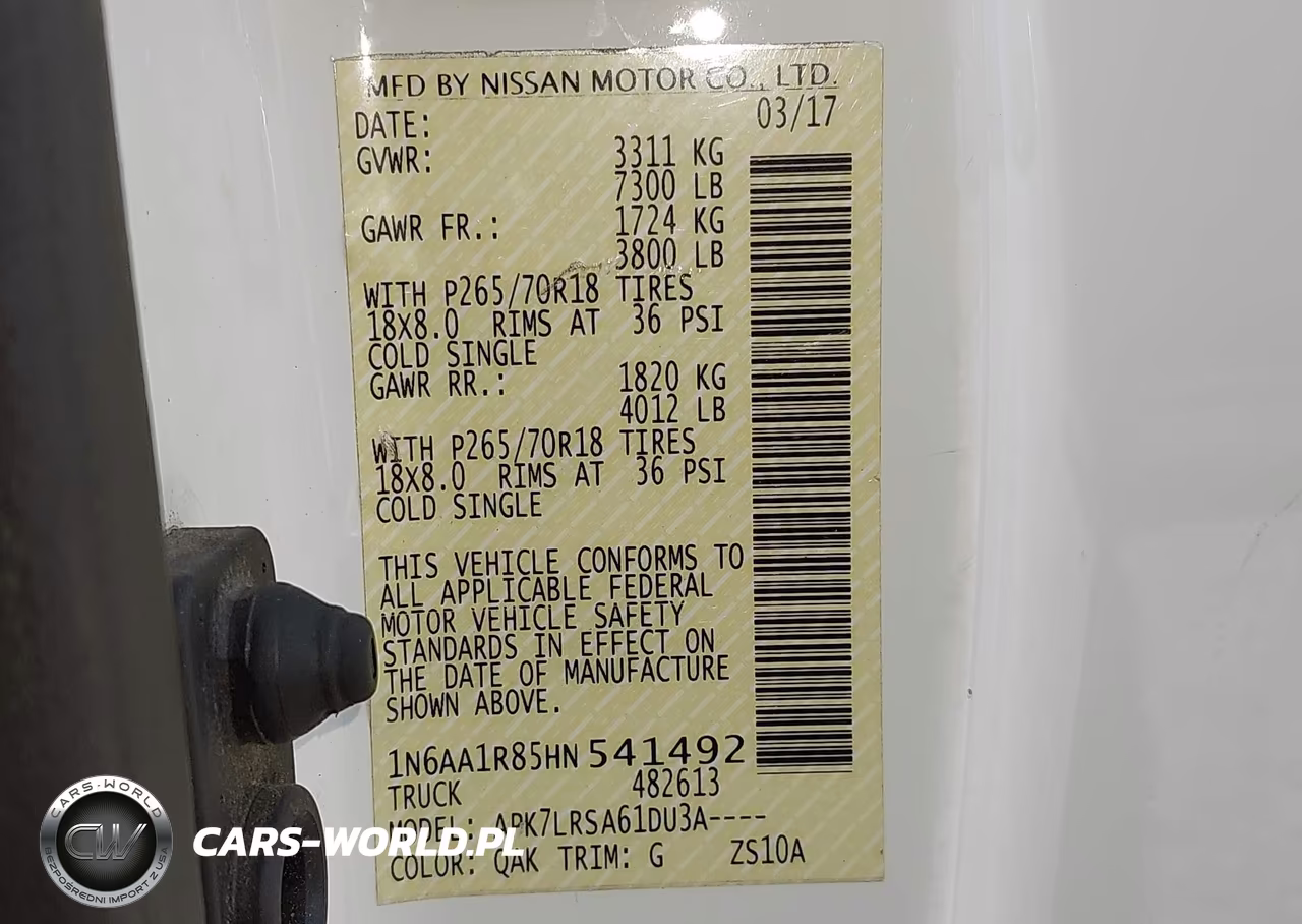 2017 Nissan Titan S VIN:1N6AA1R85HN541492 - 9