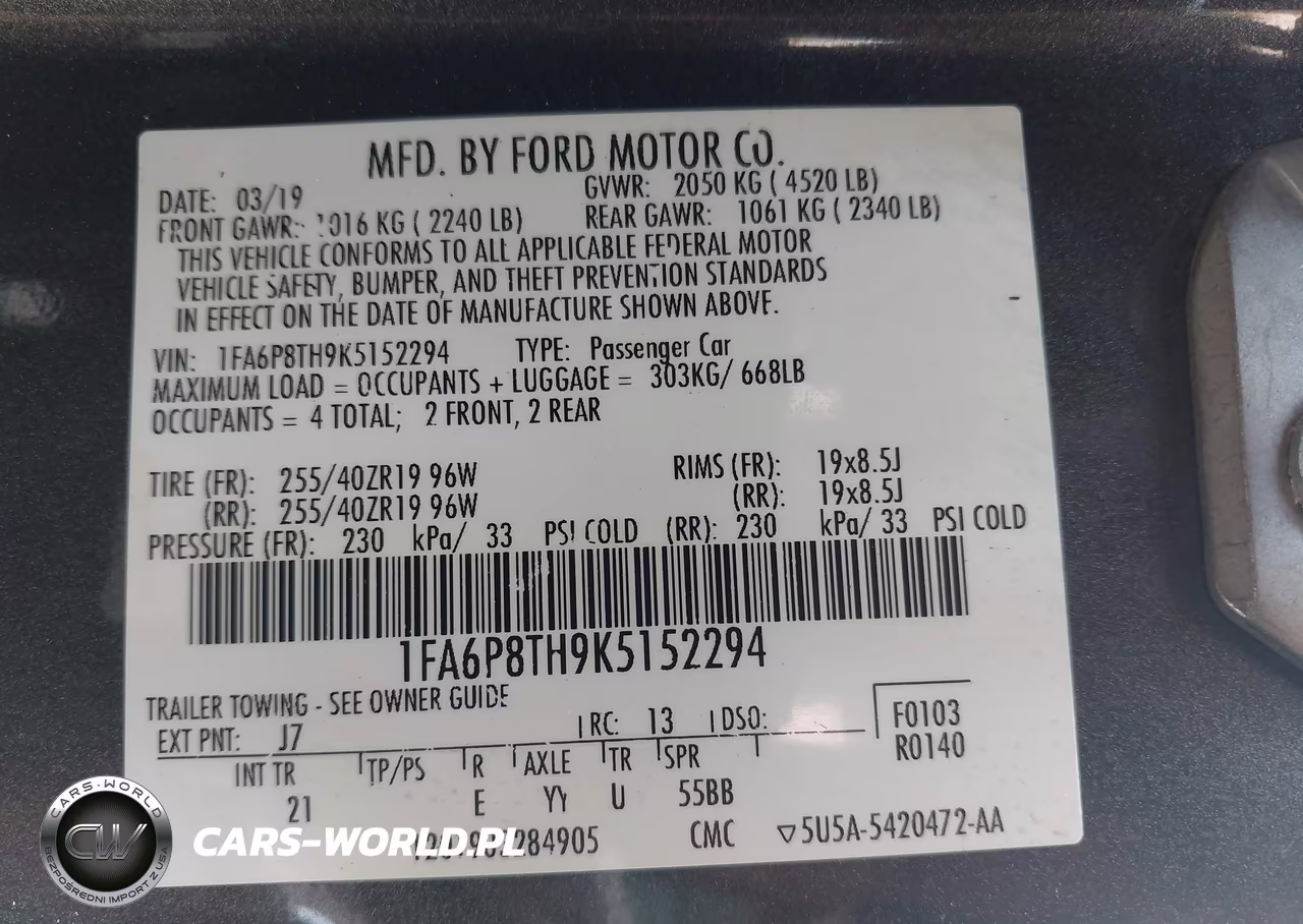 2019 Ford Mustang Ecoboost VIN:1FA6P8TH9K5152294 - 9