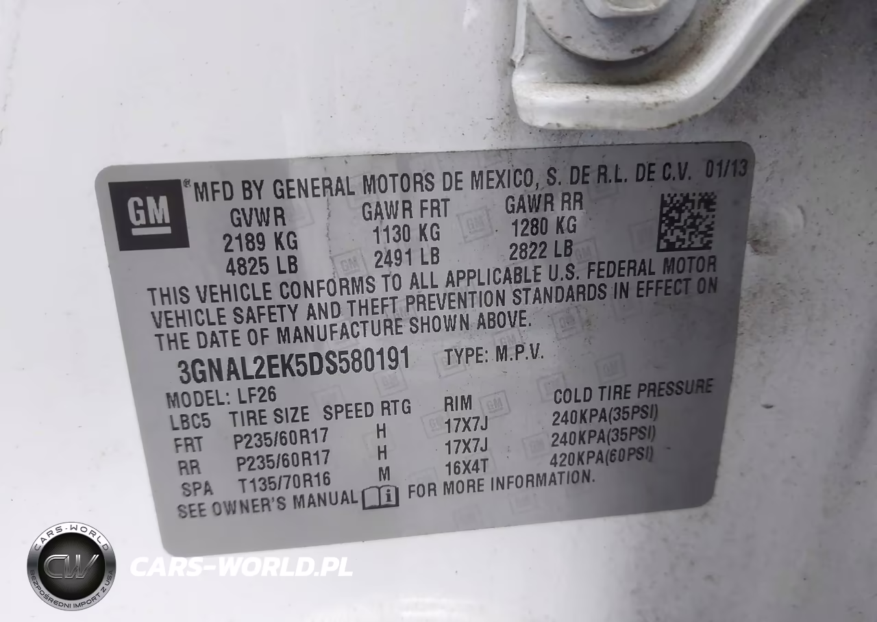 2013 Chevrolet Captiva Sport Fleet Ls VIN:3GNAL2EK5DS580191 - 9