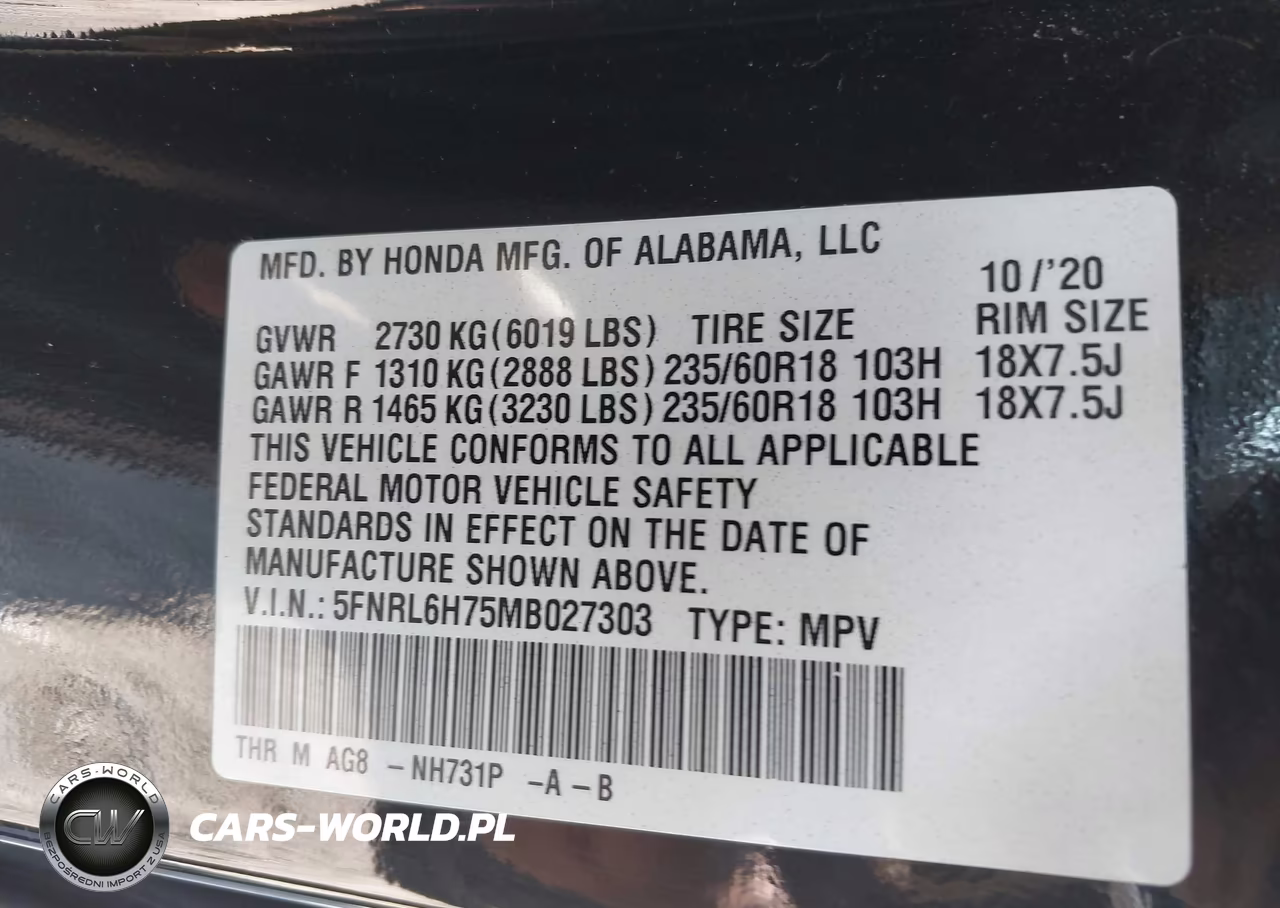 2021 Honda Odyssey Ex-L VIN:5FNRL6H75MB027303 - 9