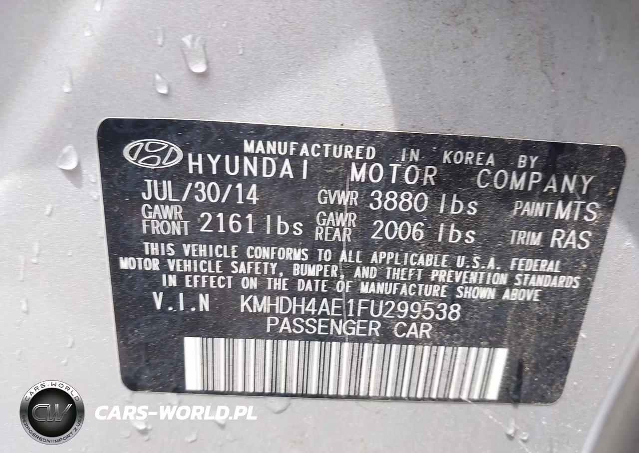 2015 Hyundai Elantra Se (Ulsan Plant) VIN:KMHDH4AE1FU299538 - 9