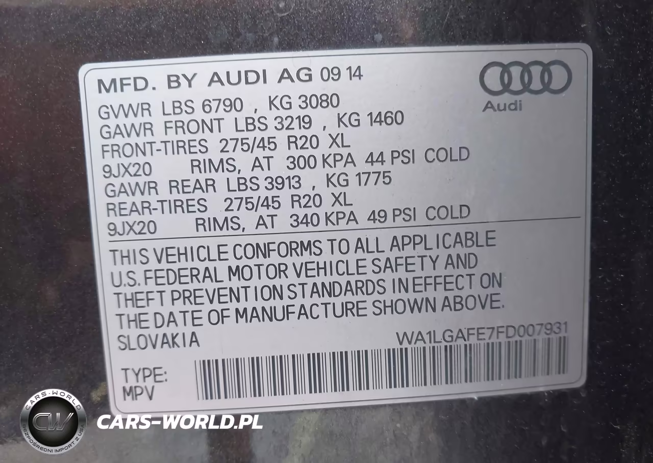 2015 Audi Q7 3.0T Premium VIN:WA1LGAFE7FD007931 - 9