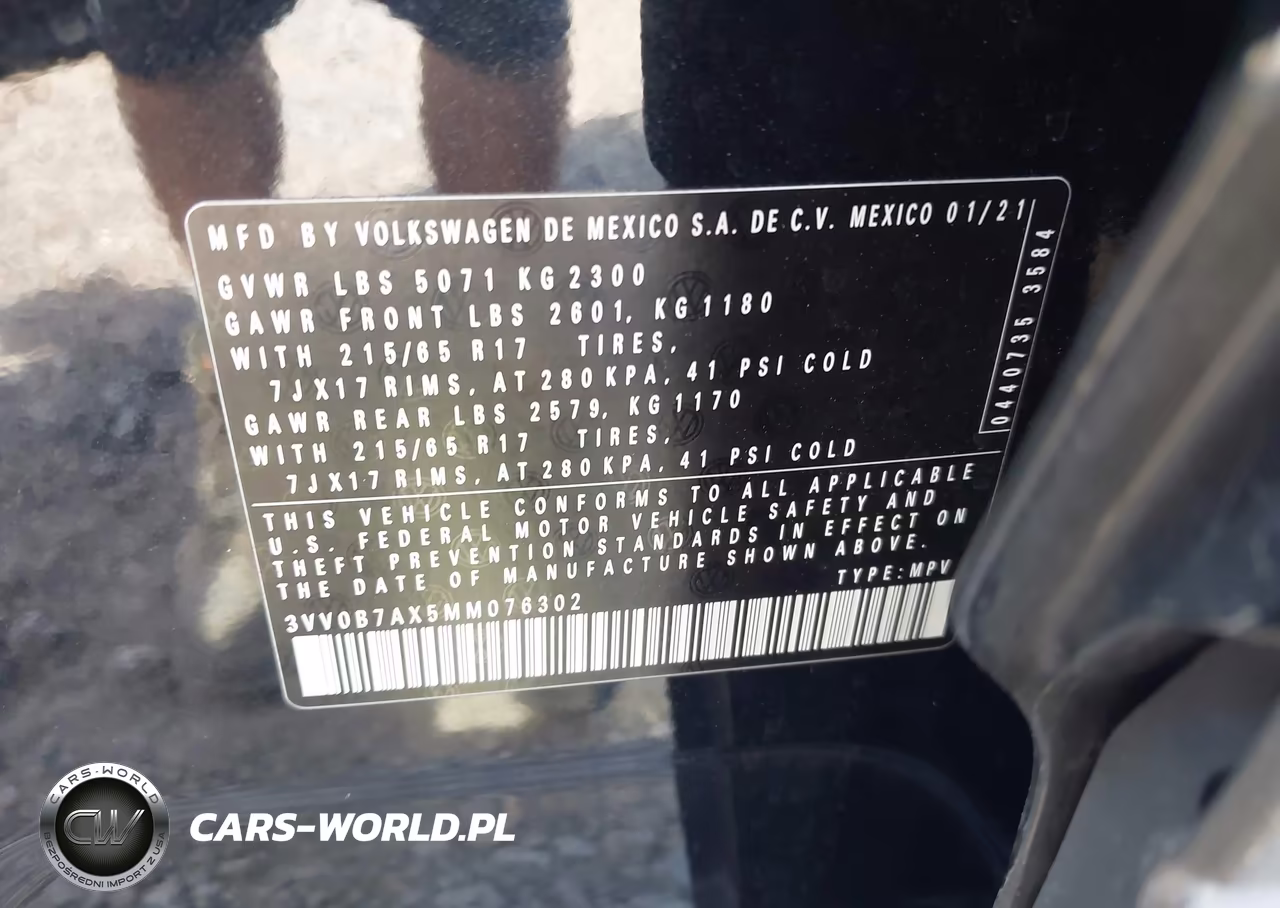 2021 Volkswagen Tiguan 2.0T S VIN:3VV0B7AX5MM076302 - 9