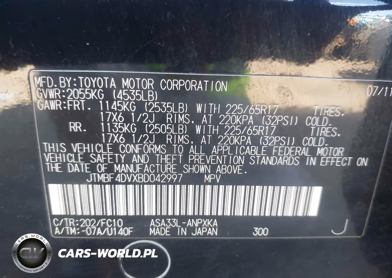 2011 Toyota Rav4 VIN:JTMBF4DVXBD042997 - 9