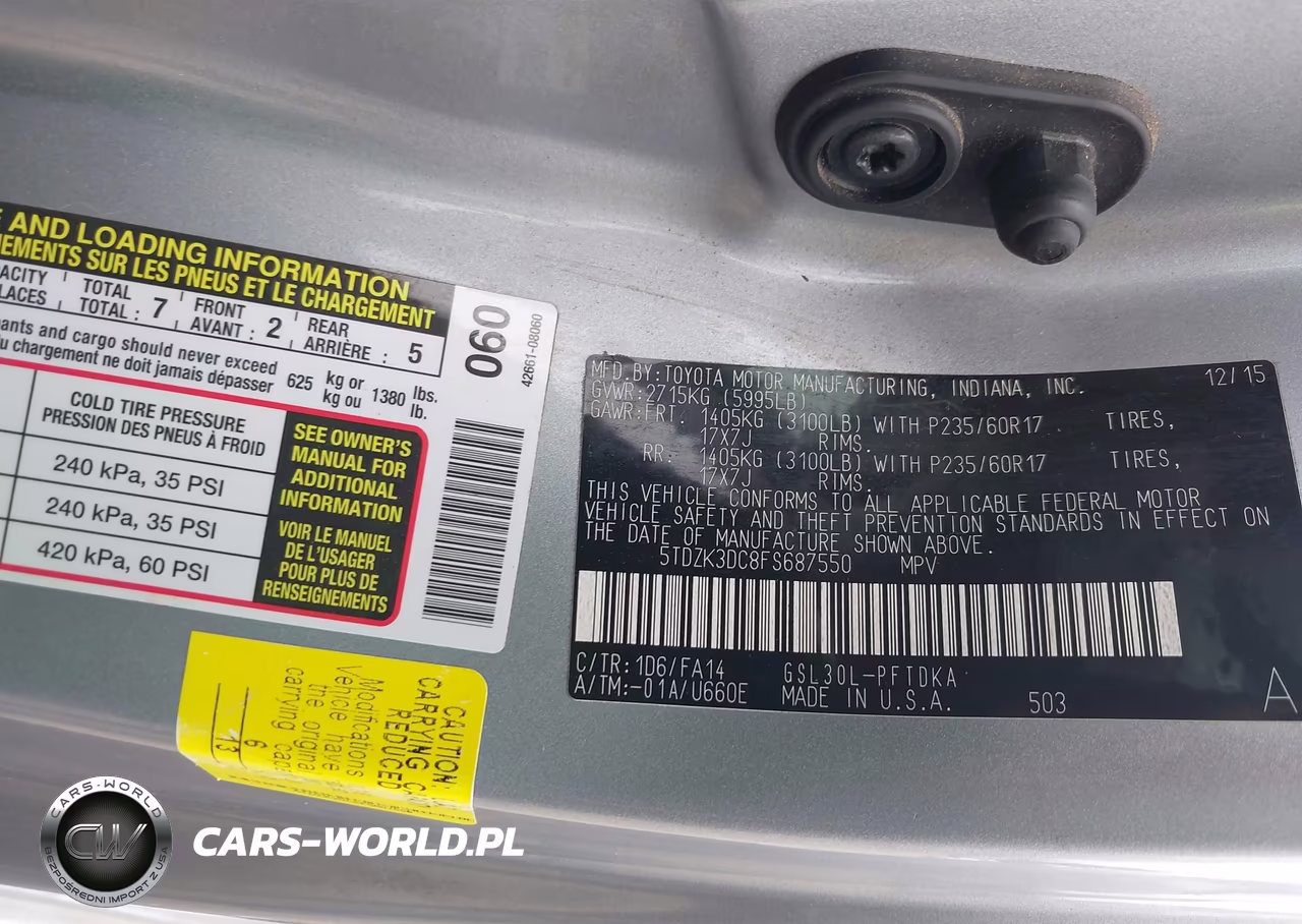 2015 Toyota Sienna L 7 Passenger VIN:5TDZK3DC8FS687550 - 9