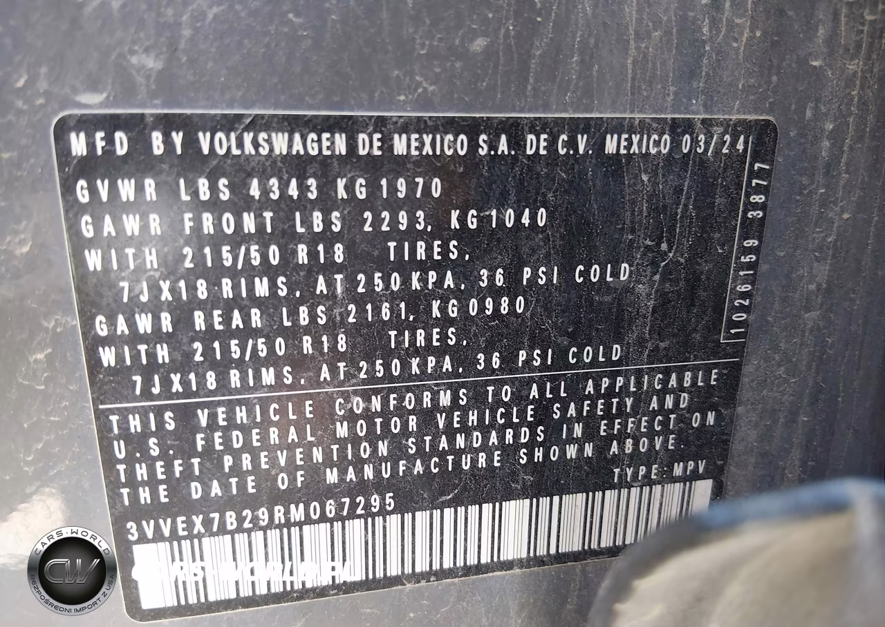 2024 Volkswagen Taos 1.5T Se VIN:3VVEX7B29RM067295 - 9
