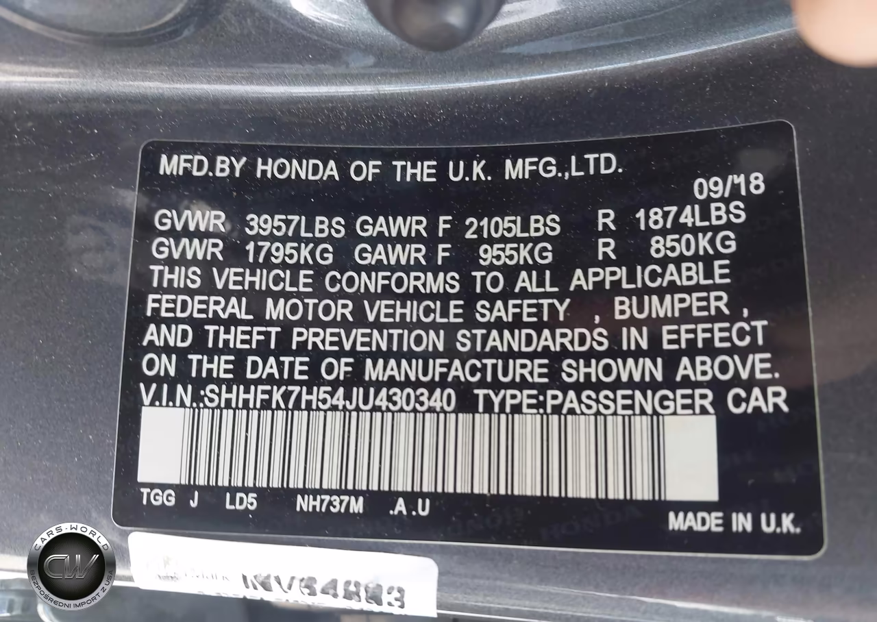 2018 Honda Civic Ex VIN:SHHFK7H54JU430340 - 9