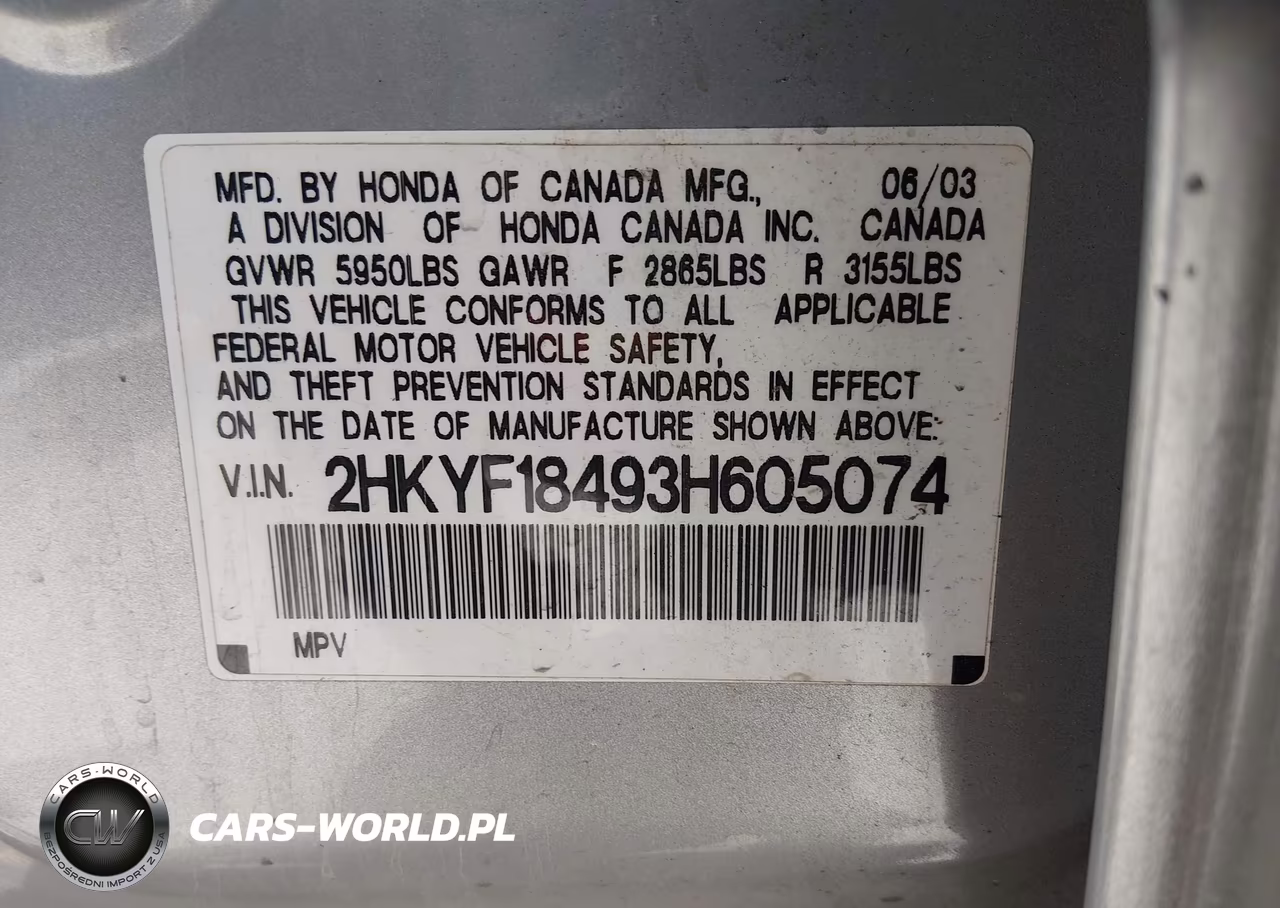 2003 Honda Pilot Ex VIN:2HKYF18493H605074 - 9