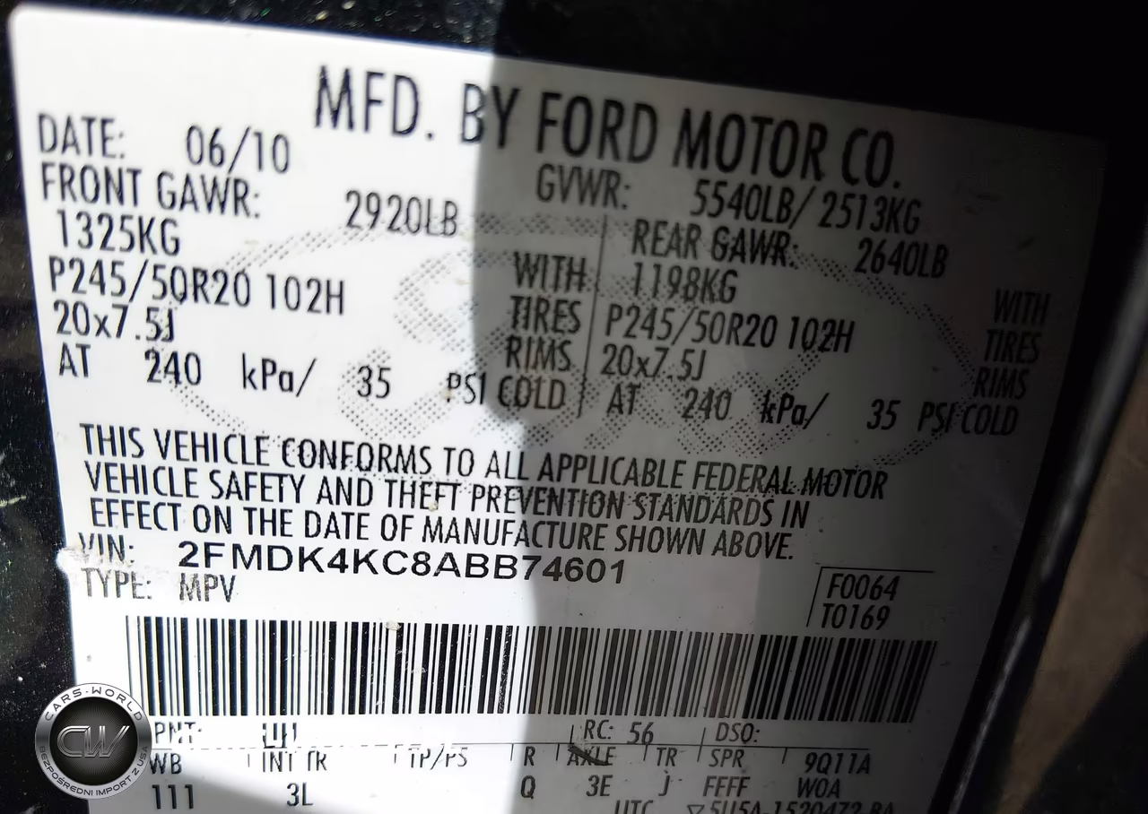 2010 Ford Edge Limited VIN:2FMDK4KC8ABB74601 - 9
