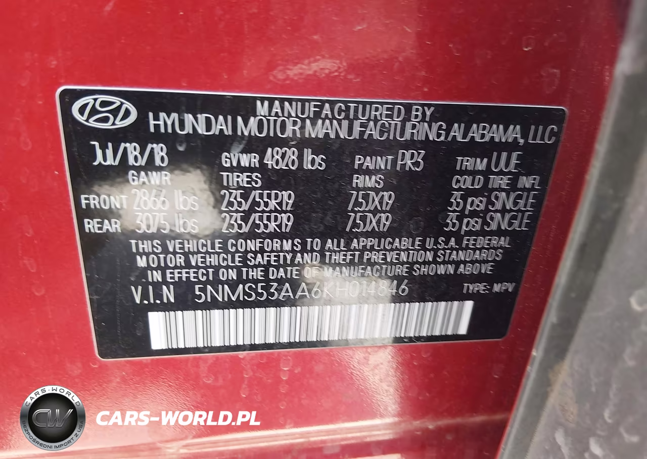 2019 Hyundai Santa Fe Limited 2.0T VIN:5NMS53AA6KH014846 - 9