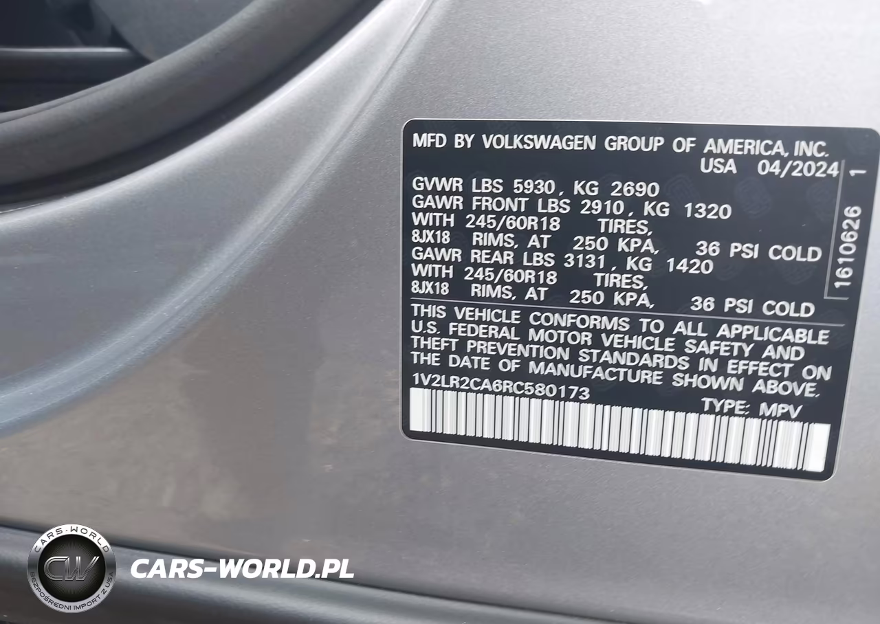 2024 Volkswagen Atlas 2.0T Se VIN:1V2LR2CA6RC580173 - 9