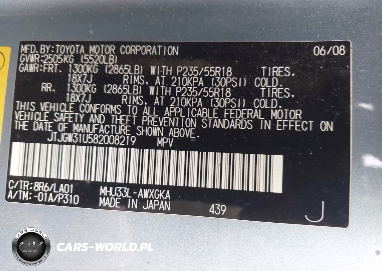 2008 Lexus Rx 400H VIN:JTJGW31U582008219 - 9