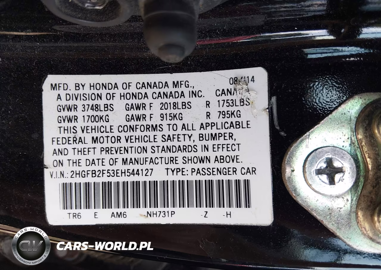 2014 Honda Civic Lx VIN:2HGFB2F53EH544127 - 9