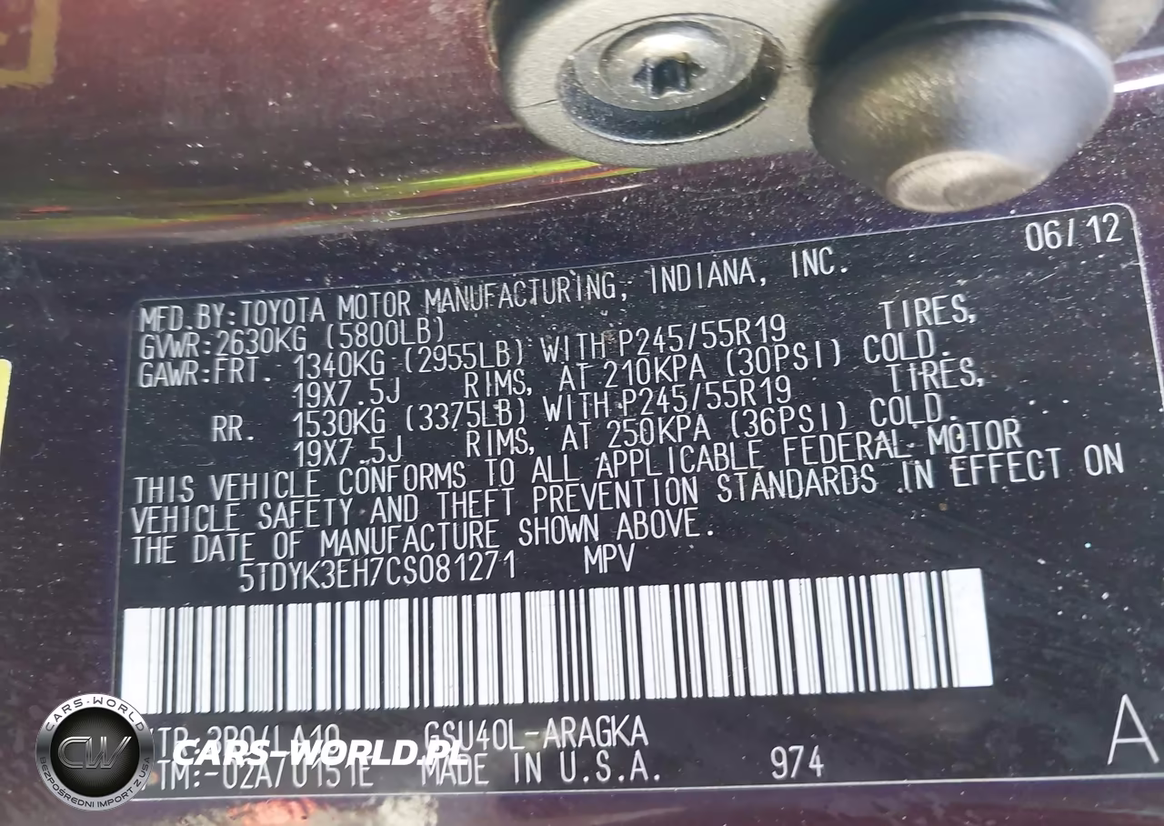 2012 Toyota Highlander Limited V6 VIN:5TDYK3EH7CS081271 - 9