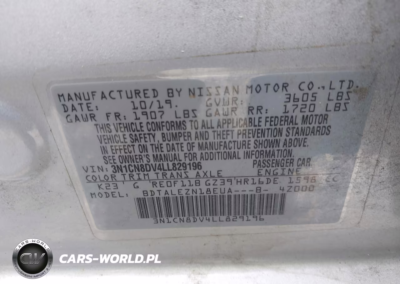 2020 Nissan Versa S Xtronic Cvt VIN:3N1CN8DV4LL829196 - 9