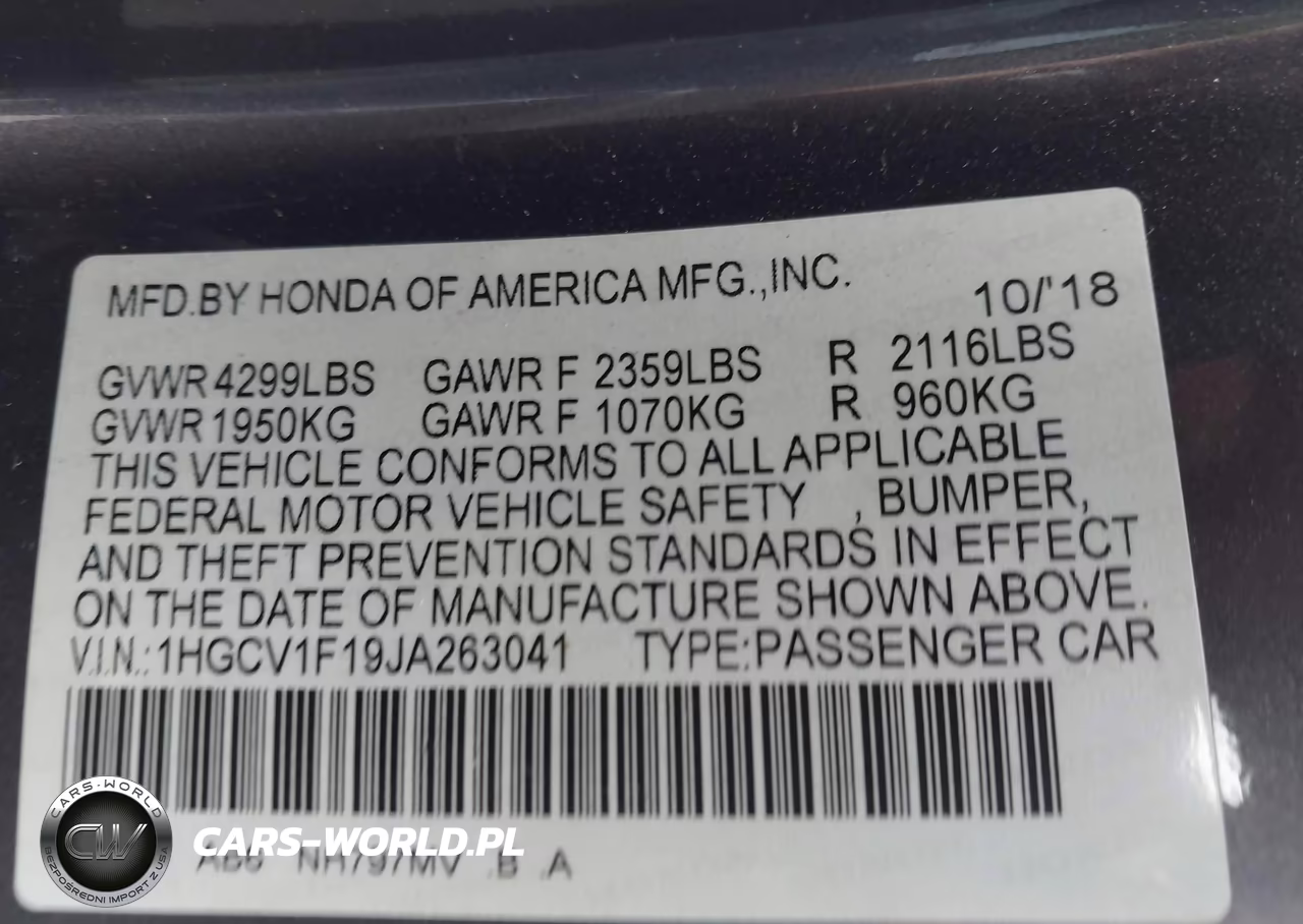 2018 Honda Accord Lx VIN:1HGCV1F19JA263041 - 9