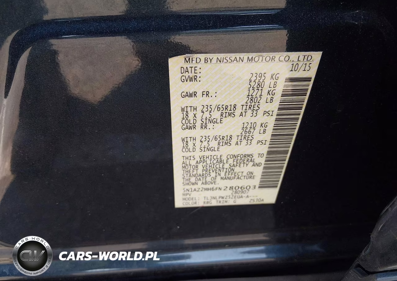 2015 Nissan Murano S VIN:5N1AZ2MH6FN280603 - 9