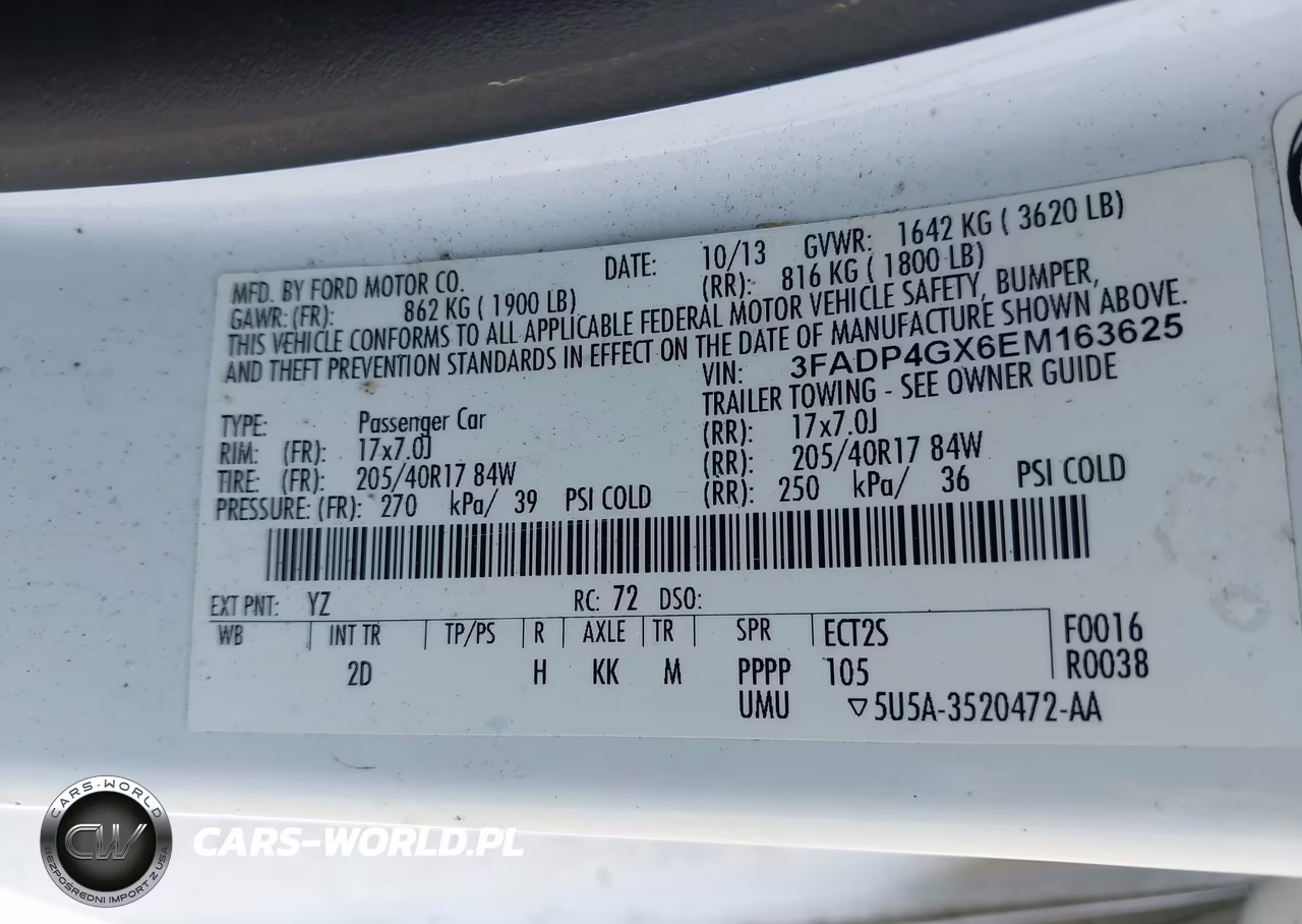2014 Ford Fiesta St VIN:3FADP4GX6EM163625 - 9