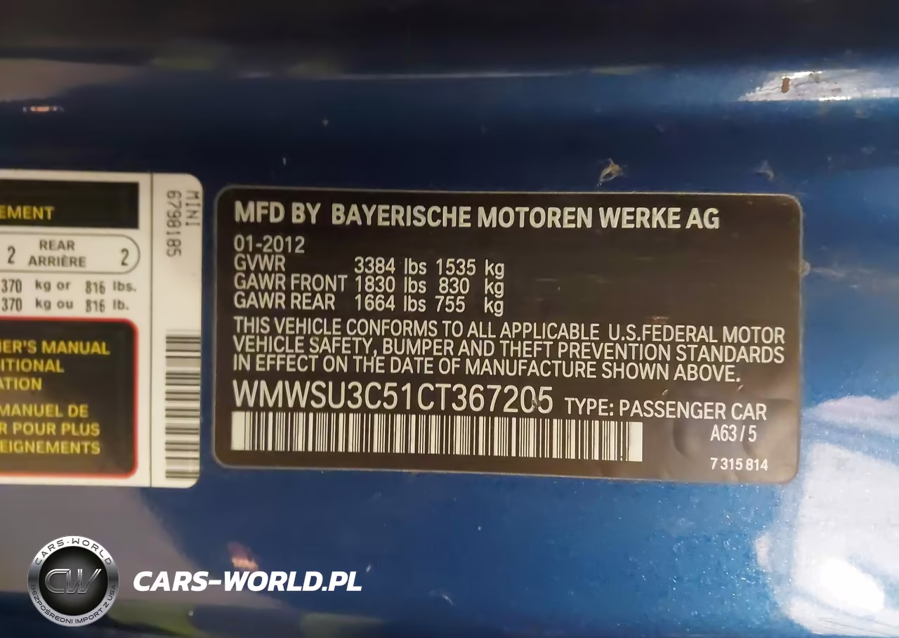 2012 Mini Cooper VIN:WMWSU3C51CT367205 - 9