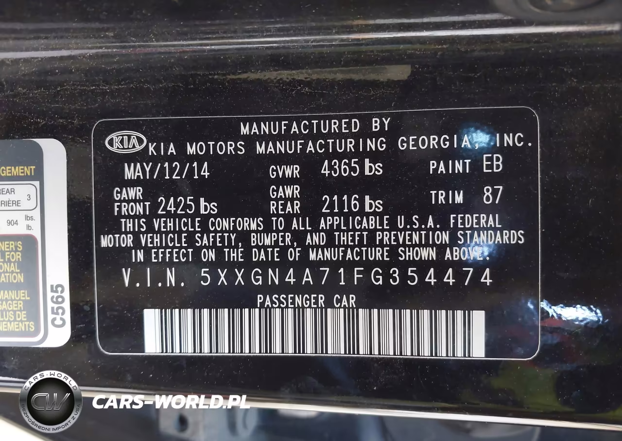 2015 Kia Optima Ex VIN:5XXGN4A71FG354474 - 9