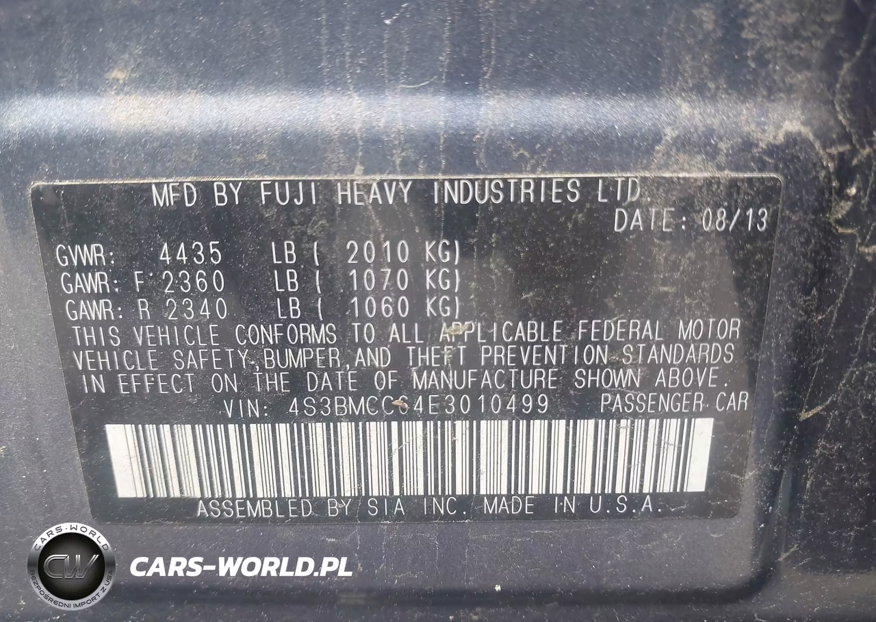 2014 Subaru Legacy 2.5I Premium VIN:4S3BMCC64E3010499 - 9