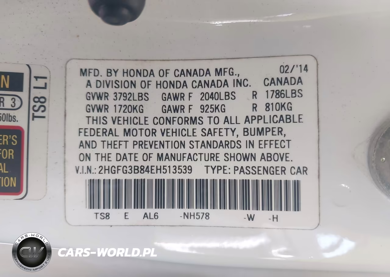 2014 Honda Civic Ex VIN:2HGFG3B84EH513539 - 9