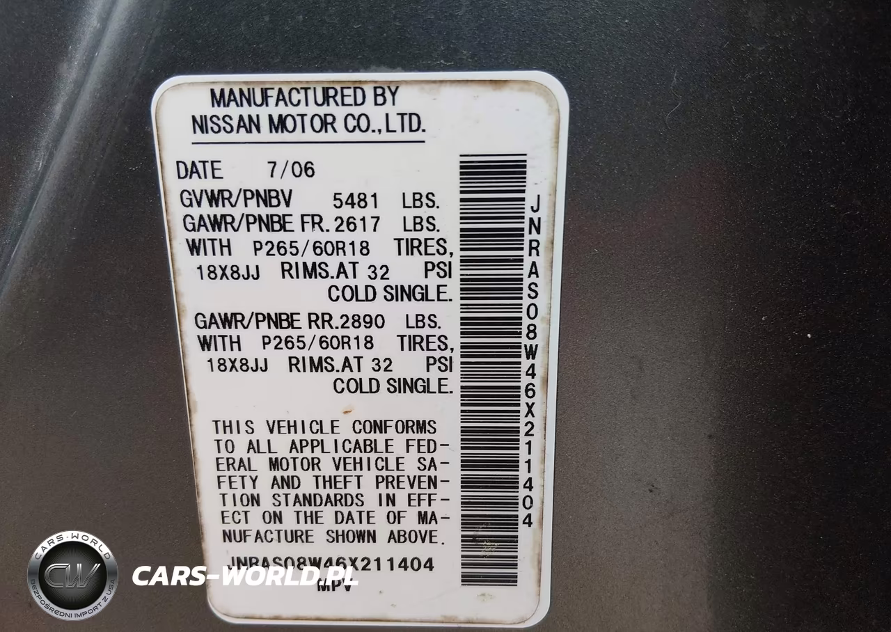 2006 Infiniti Fx35 VIN:JNRAS08W46X211404 - 9