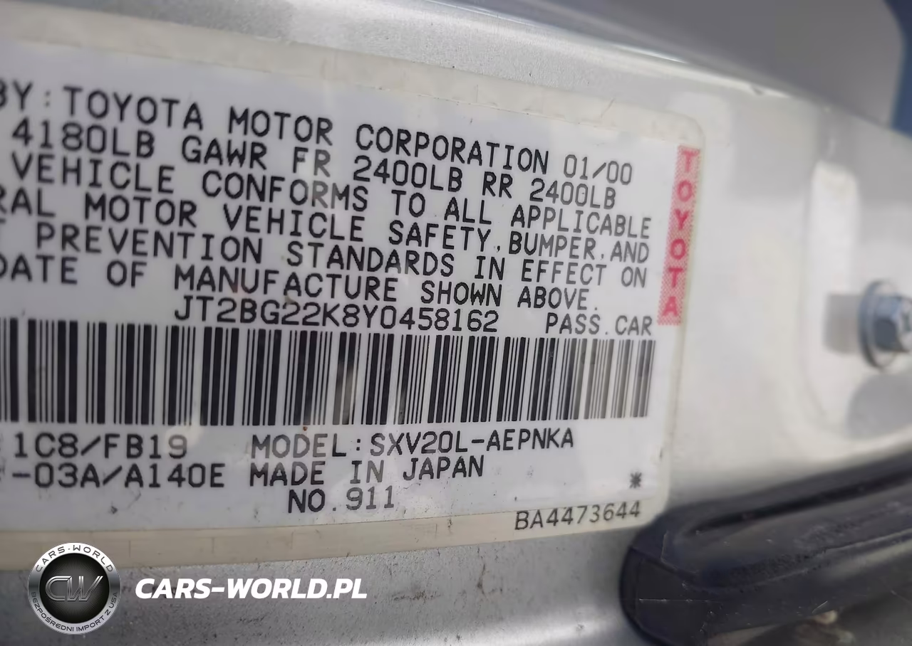 2000 Toyota Camry Le VIN:JT2BG22K8Y0458162 - 9