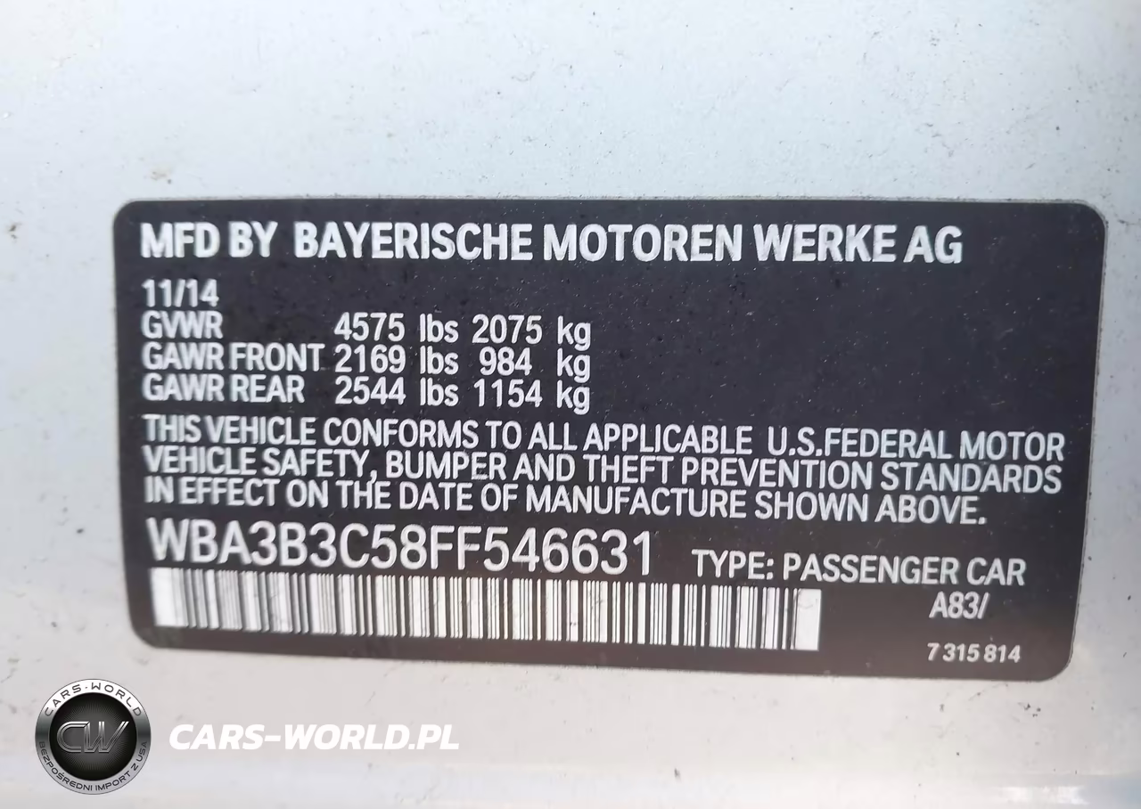 2015 BMW 328I xDrive VIN:WBA3B3C58FF546631 - 9