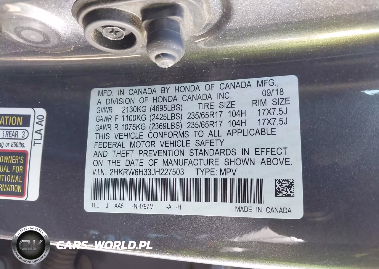 2018 Honda Cr-V Lx VIN:2HKRW6H33JH227503 - 9