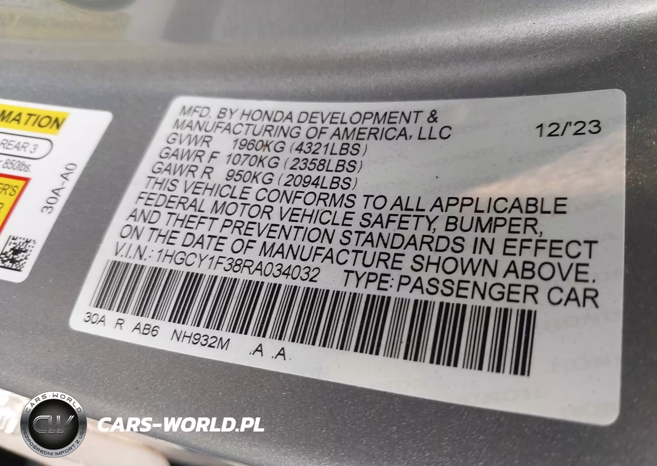 2024 Honda Accord Ex VIN:1HGCY1F38RA034032 - 9