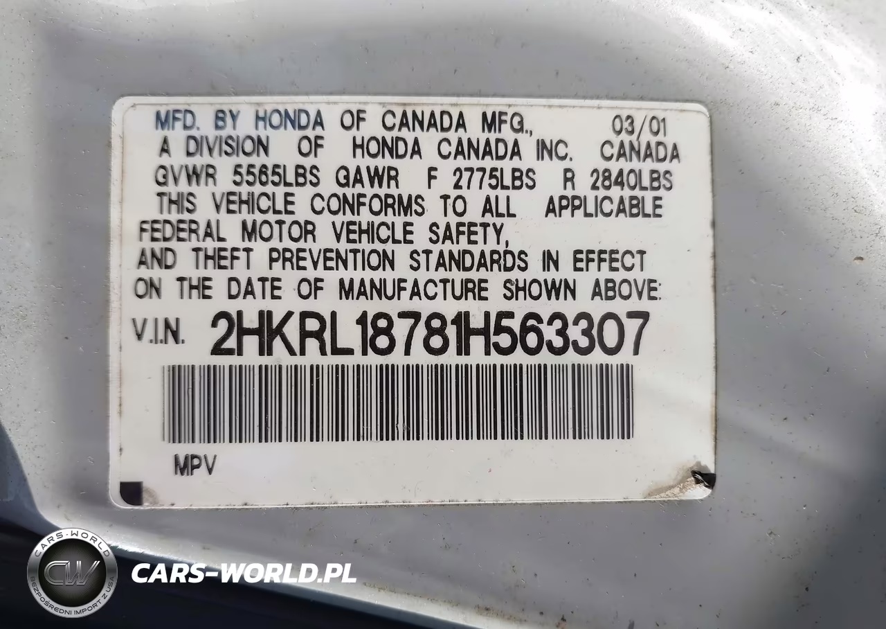 2001 Honda Odyssey Ex VIN:2HKRL18781H563307 - 9
