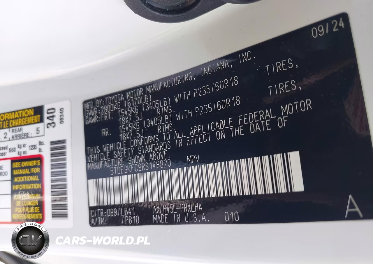 2024 Toyota Sienna Platinum VIN:5TDESKFC9RS148820 - 9