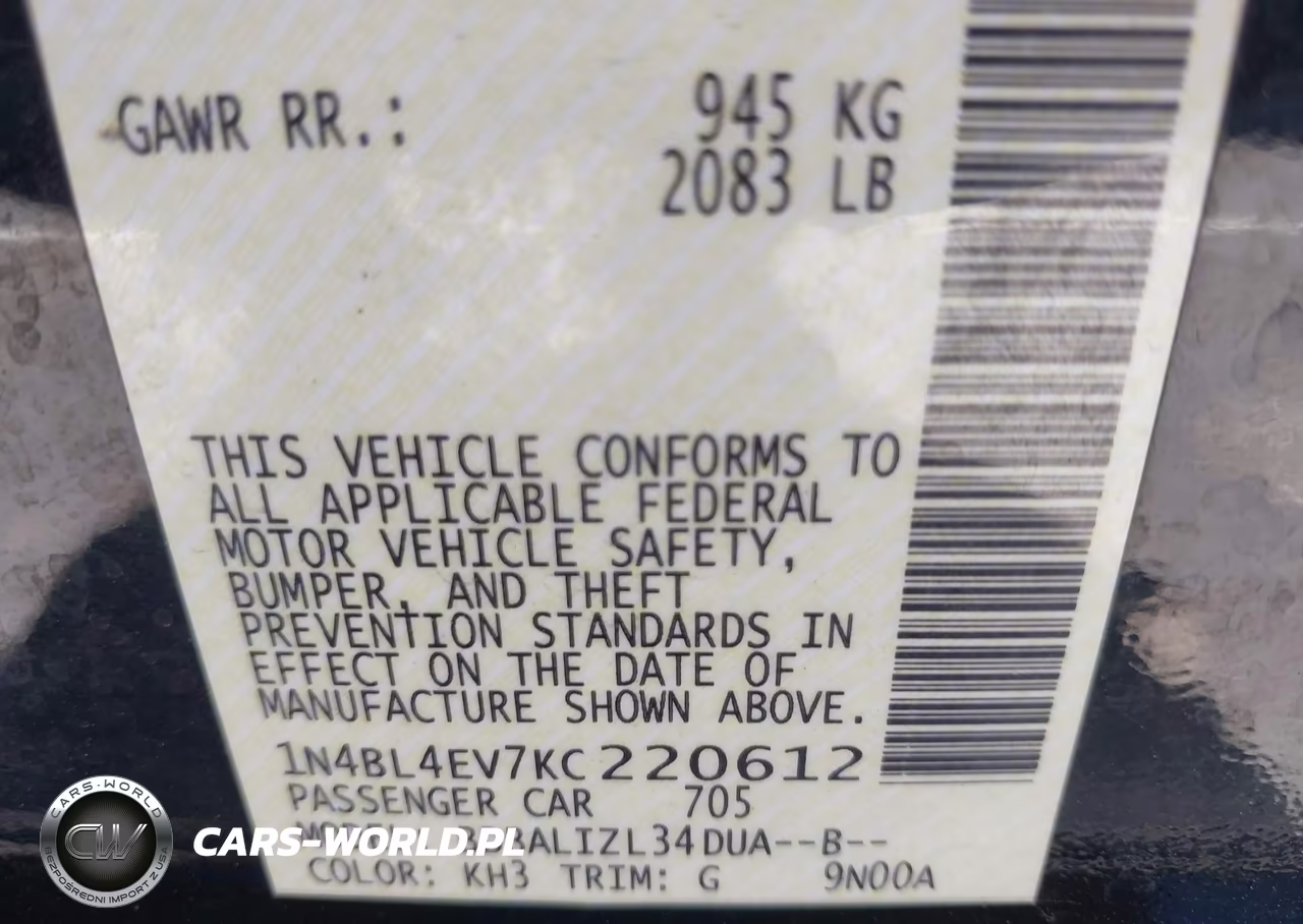 2019 Nissan Altima 2.5 Sl VIN:1N4BL4EV7KC220612 - 9