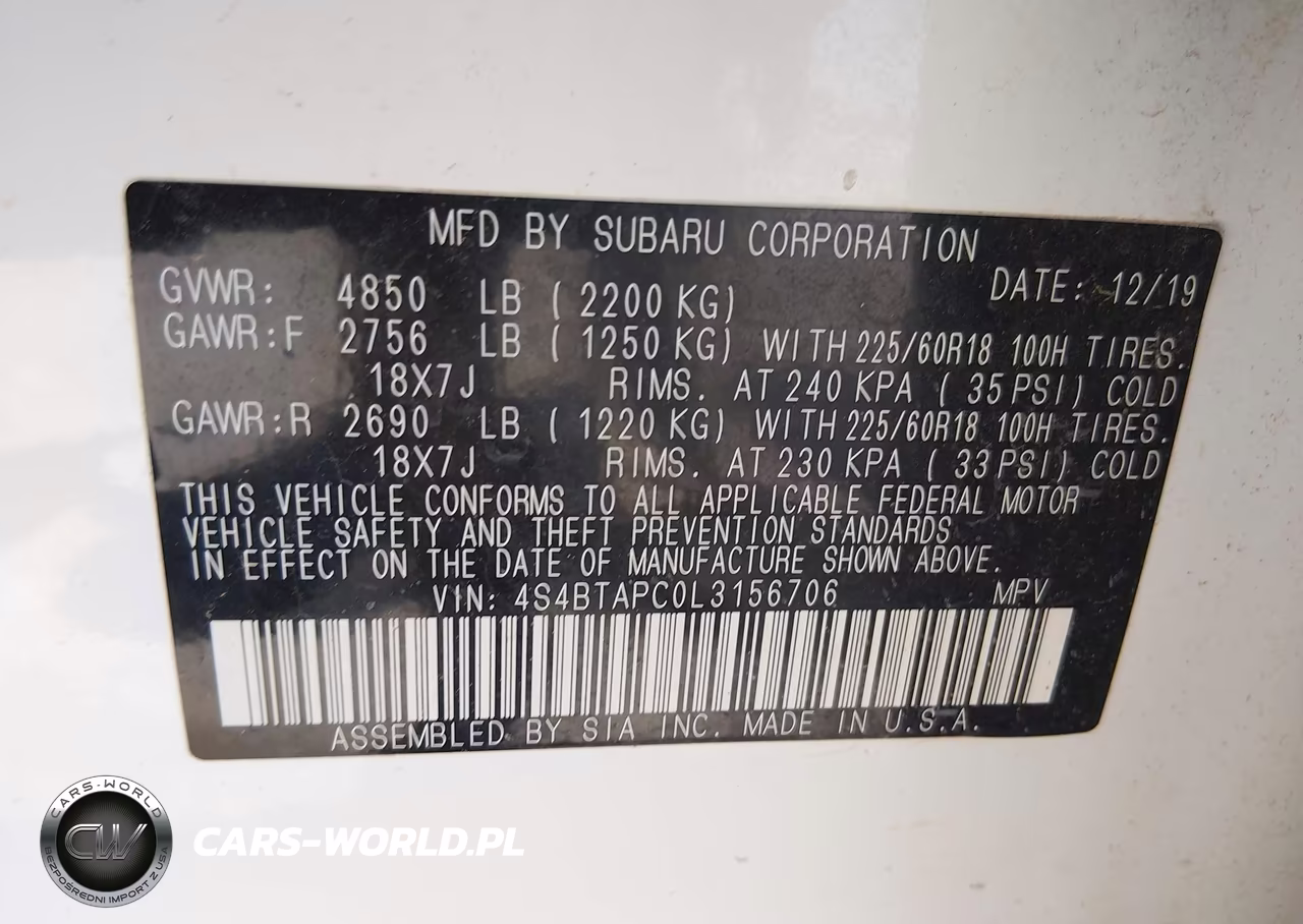 2020 Subaru Outback Touring VIN:4S4BTAPC0L3156706 - 9