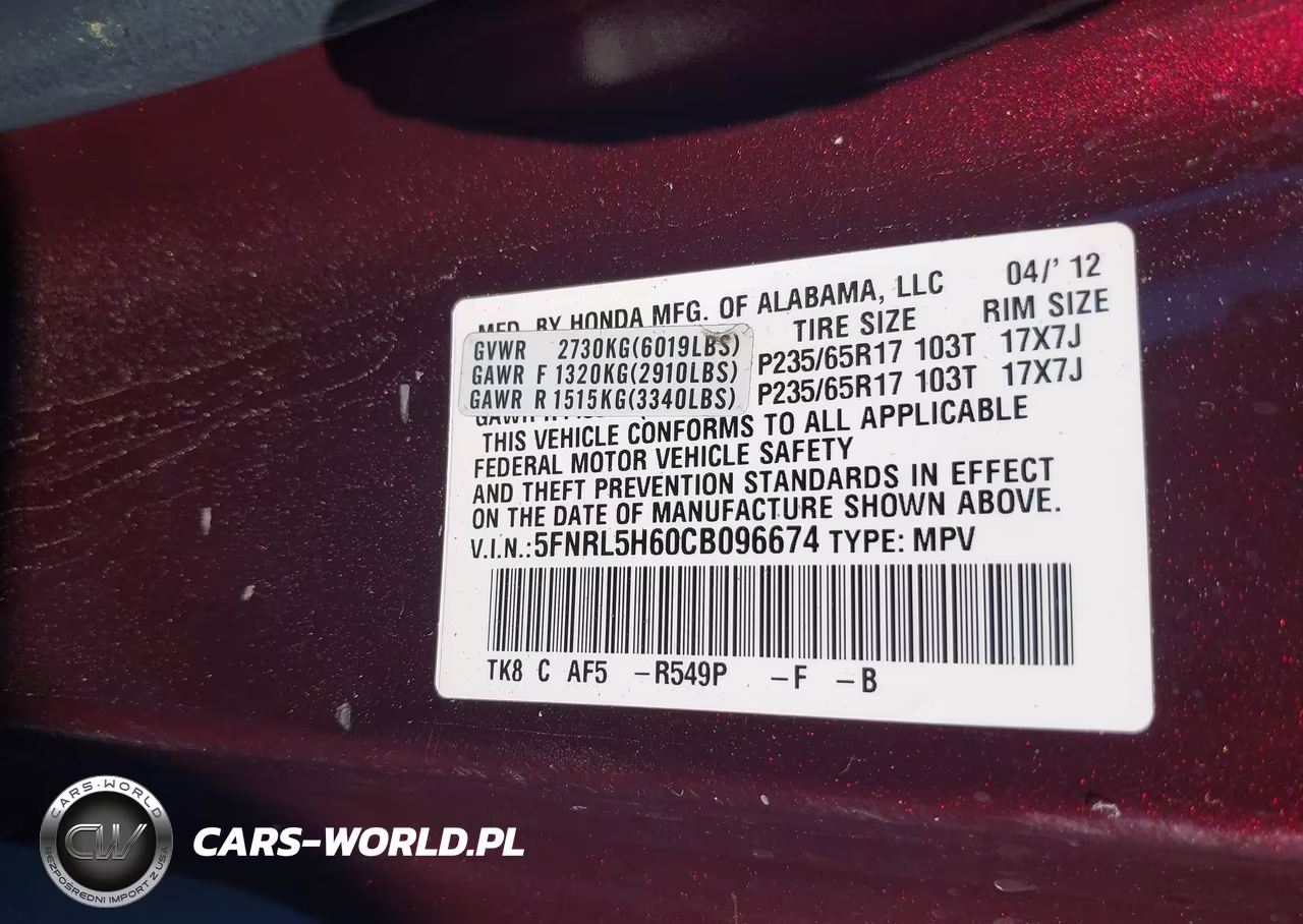 2012 Honda Odyssey Ex-L VIN:5FNRL5H60CB096674 - 9