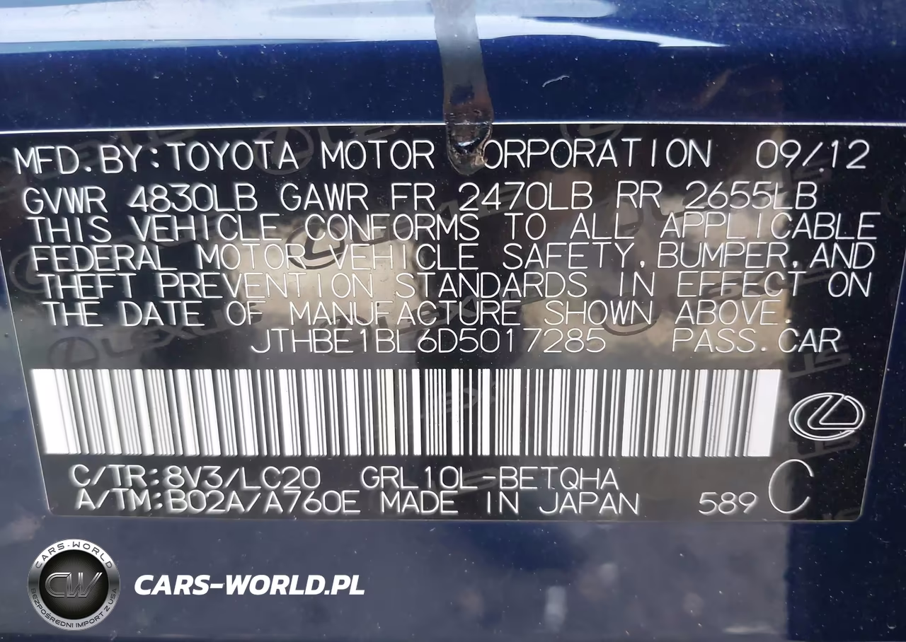 2013 Lexus Gs 350 VIN:JTHBE1BL6D5017285 - 9