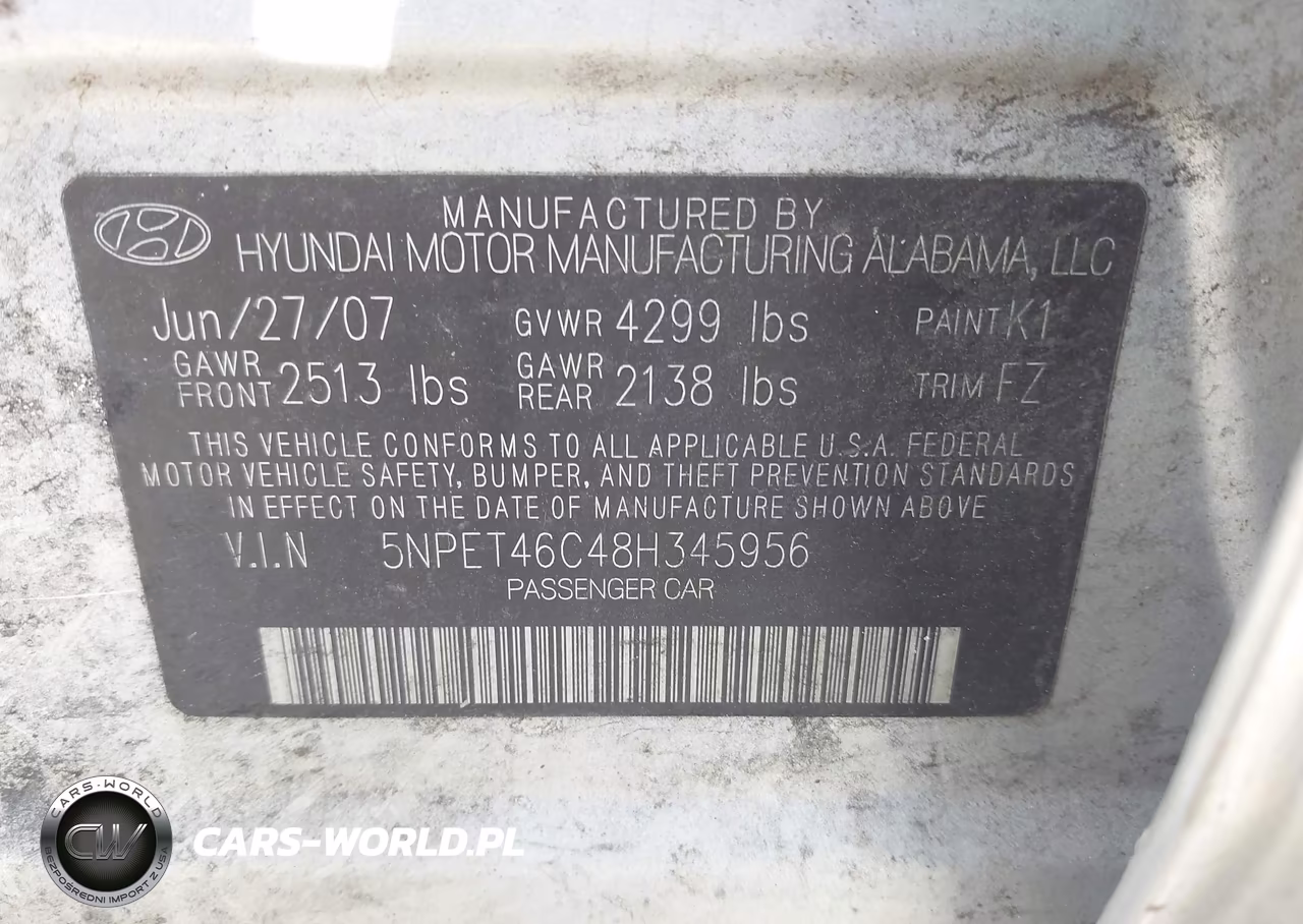 2008 Hyundai Sonata Gls VIN:5NPET46C48H345956 - 9