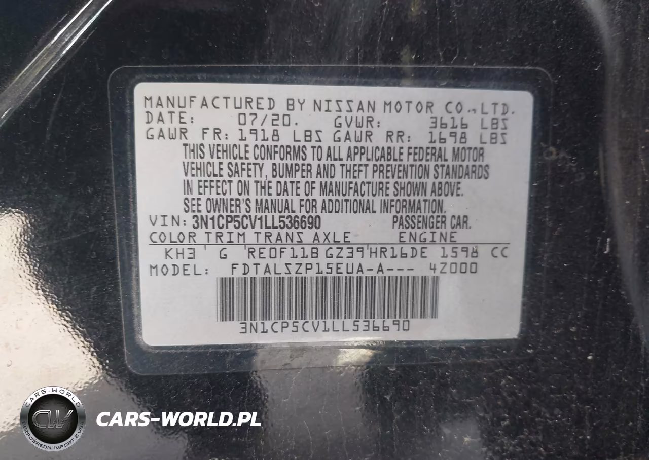 2020 Nissan Kicks Sv Xtronic Cvt VIN:3N1CP5CV1LL536690 - 9