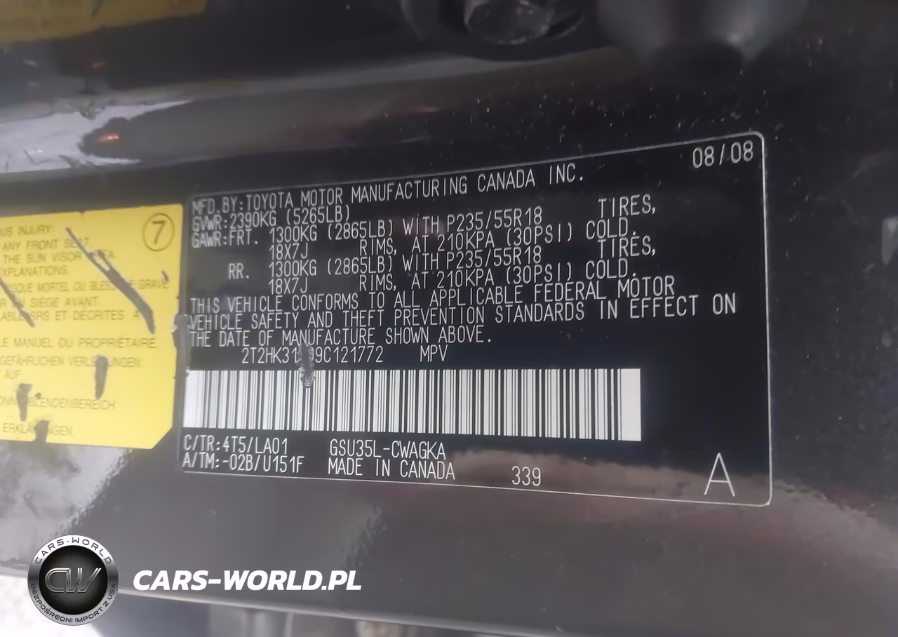 2009 Lexus Rx 350 VIN:2T2HK31U09C121772 - 9