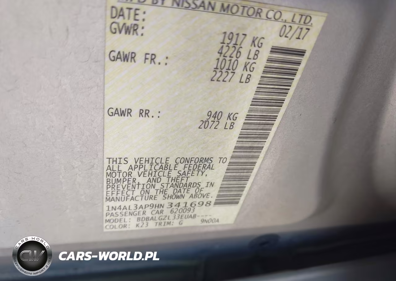 2017 Nissan Altima 2.5 S VIN:1N4AL3AP9HN341698 - 9