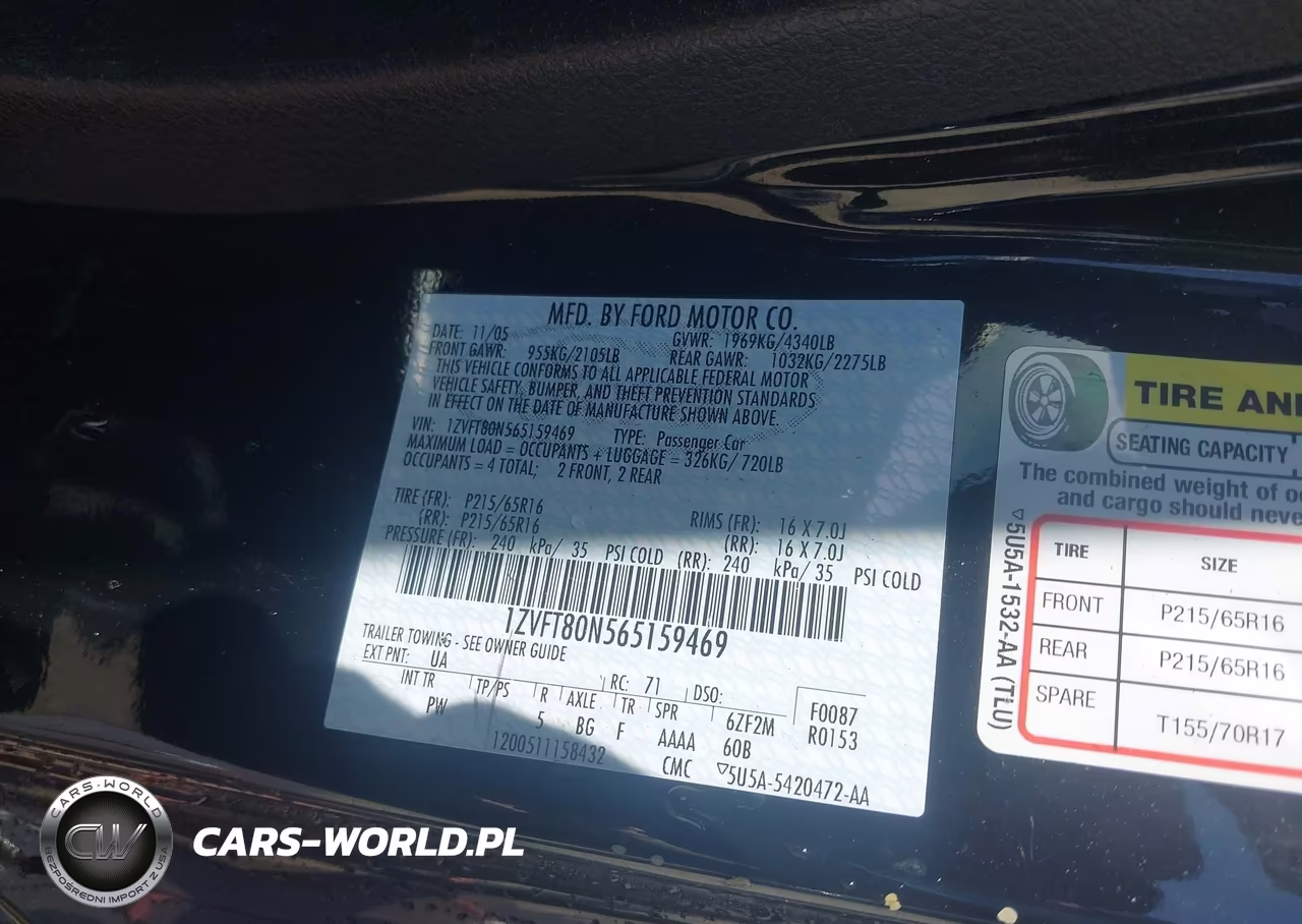 2006 Ford Mustang V6 VIN:1ZVFT80N565159469 - 9
