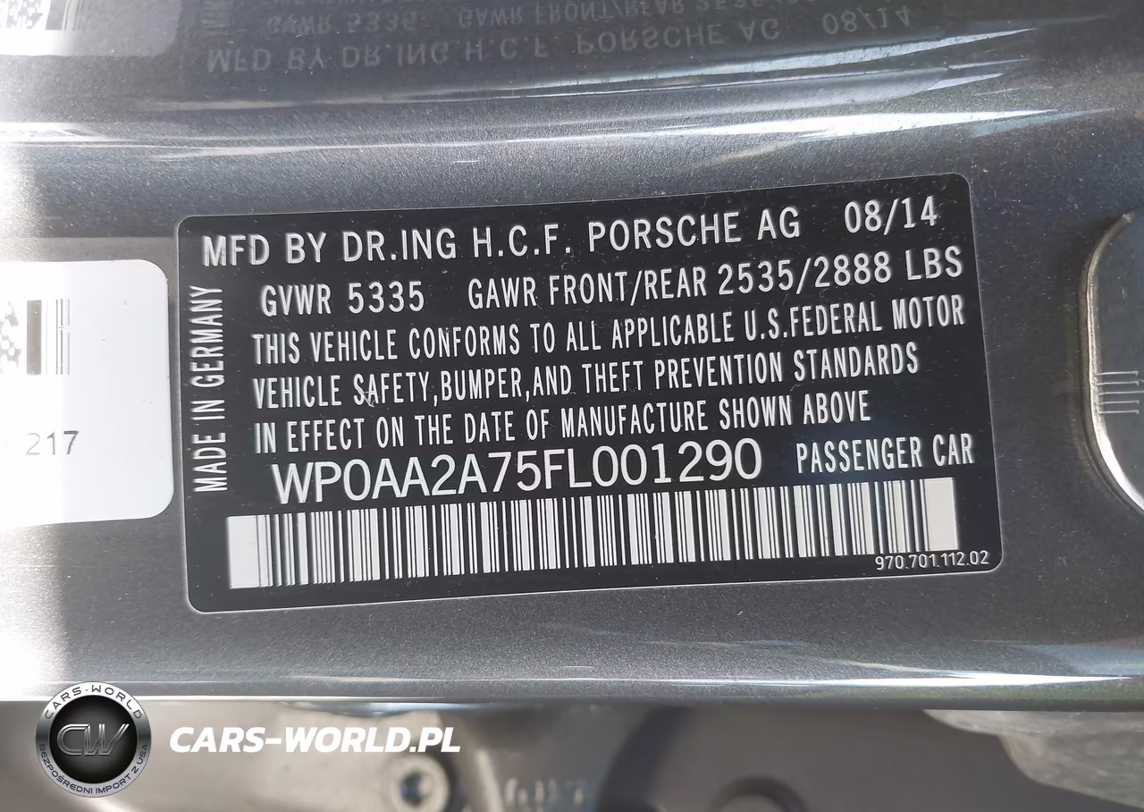 2015 Porsche Panamera 4 VIN:WP0AA2A75FL001290 - 9