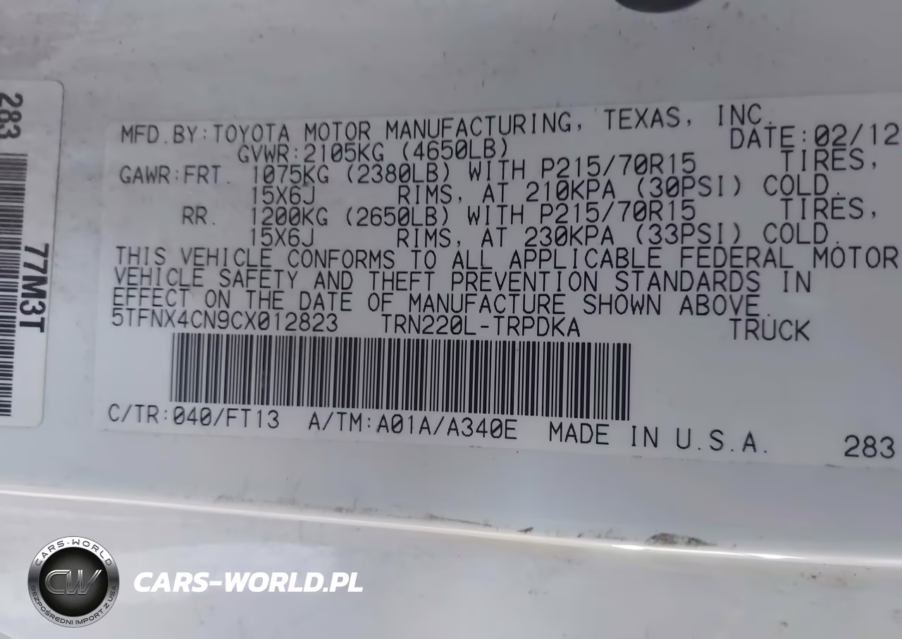 2012 Toyota Tacoma VIN:5TFNX4CN9CX012823 - 9